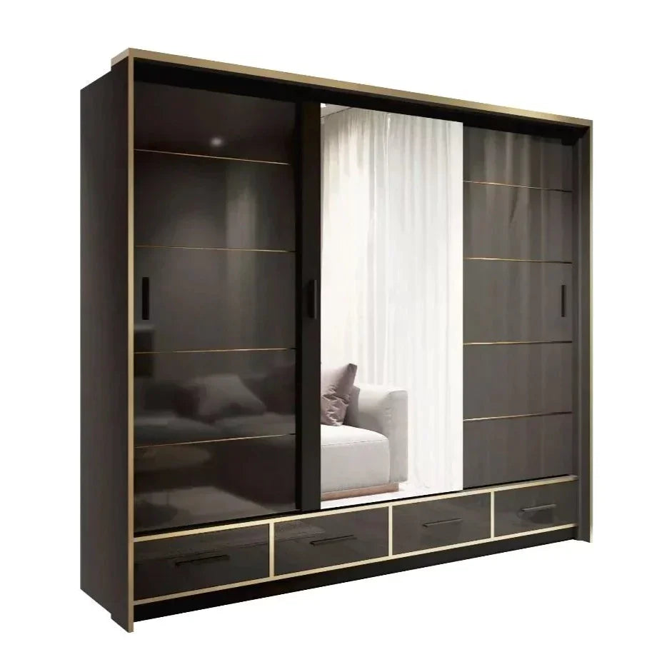 Andromeda 253cm Large Sliding Door Wardrobe - Grey