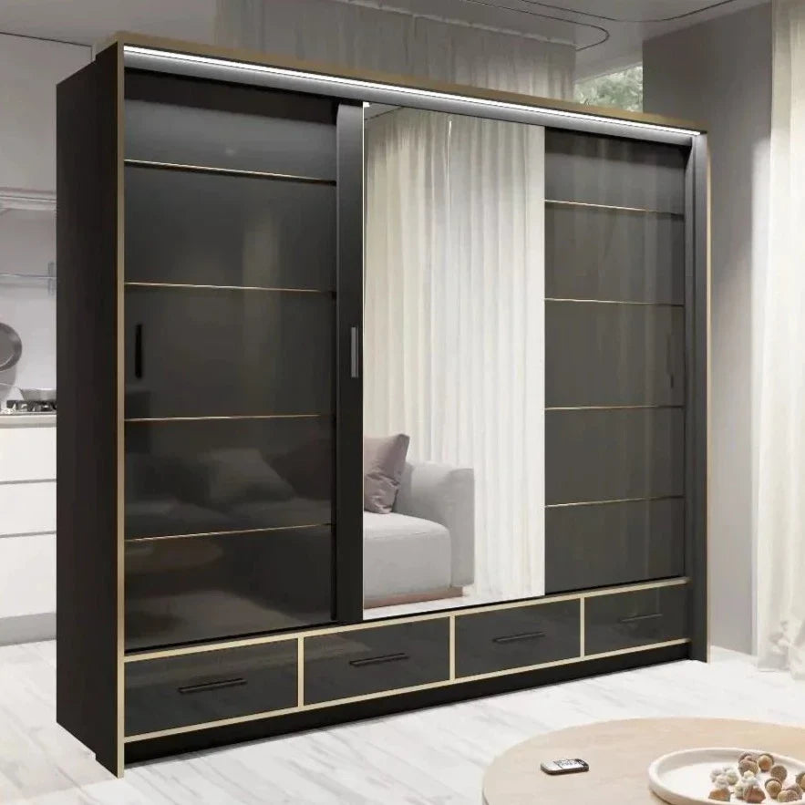 Andromeda 253cm Large Sliding Door Wardrobe - Grey