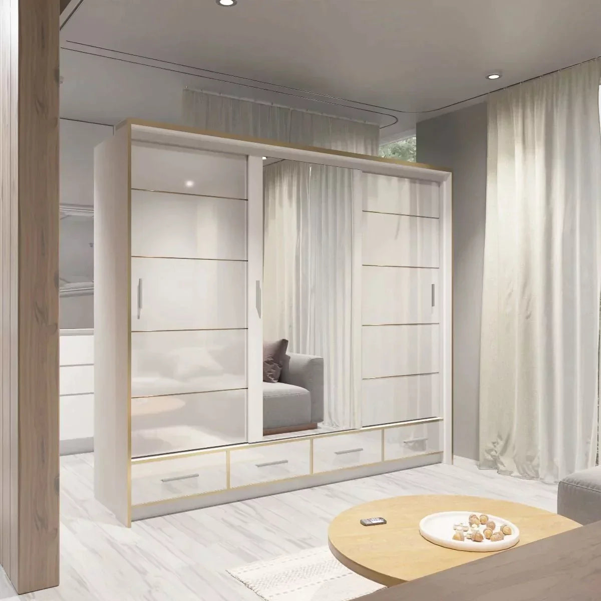 Andromeda 253cm Large Sliding Door Wardrobe - Grey