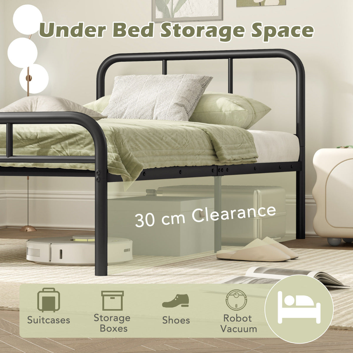 Bed Frame with Headboard and Footboard-Single Size