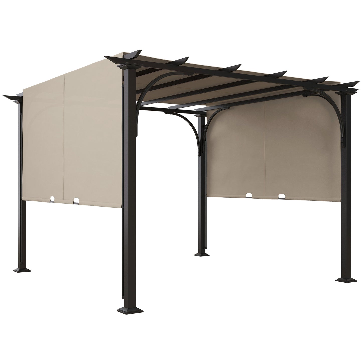 Outsunny 3 x 3(m) Pergola zewnętrzna, ogrodowa pergola z regulowanym zadaszeniem, beżowa