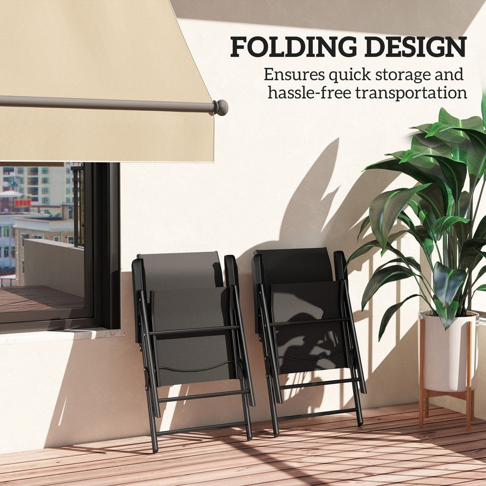 Outsunny Set of Two Folding Outdoor Chairs in Black, image 5