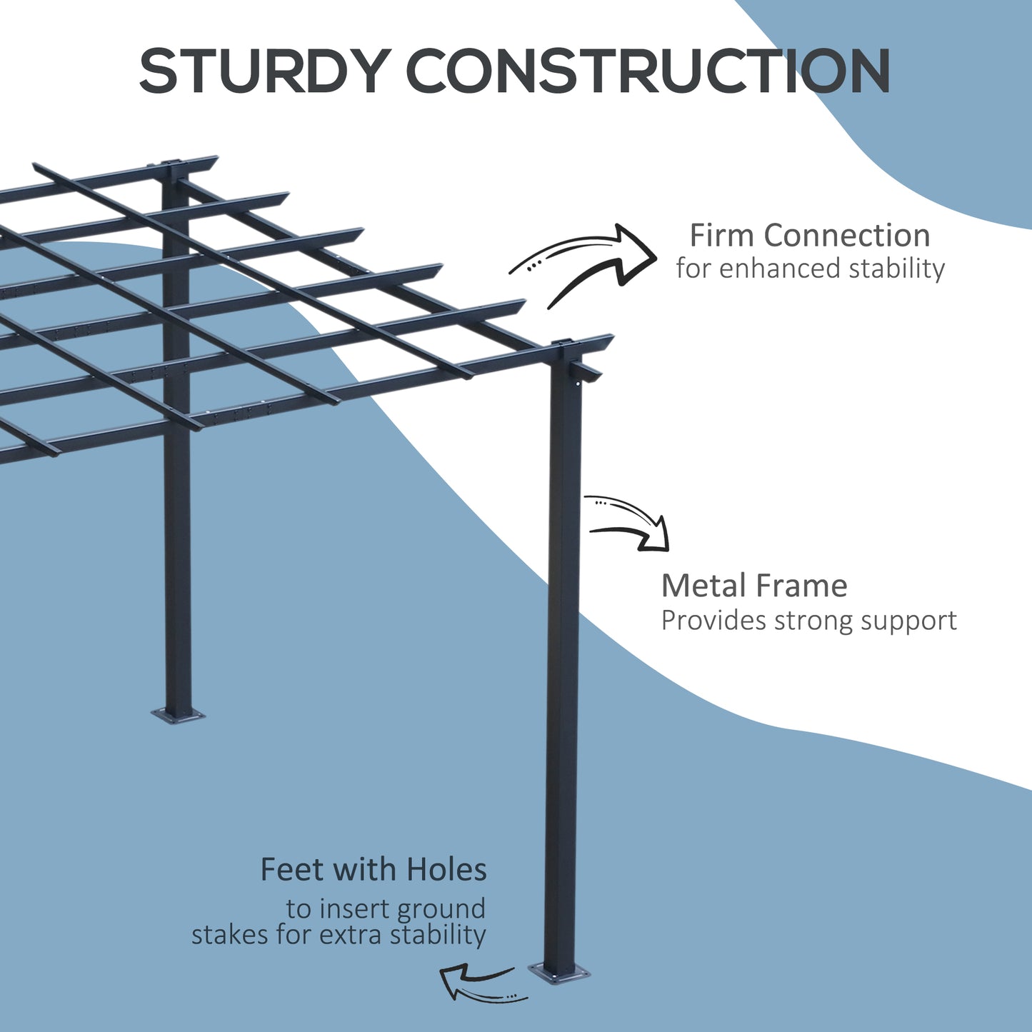 Outsunny 3 x 3 metry metalowa pergola ogrodowa altana winorośli kratka dla roślin pnących zewnętrzne osłony przeciwsłoneczne altany