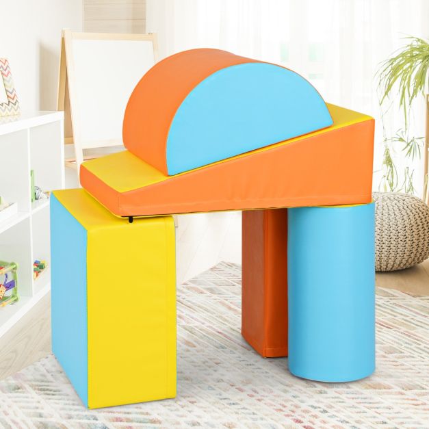 5 pcs. Foam building blocks Giant building blocks for romping & climbing Large building blocks Orange + Yellow