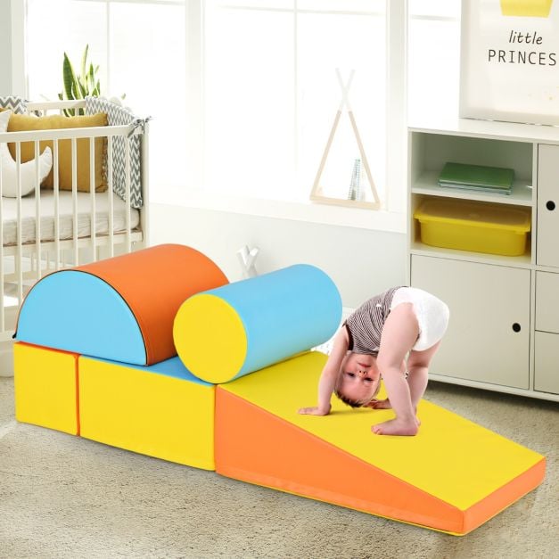 5 pcs. Foam building blocks Giant building blocks for romping & climbing Large building blocks Orange + Yellow
