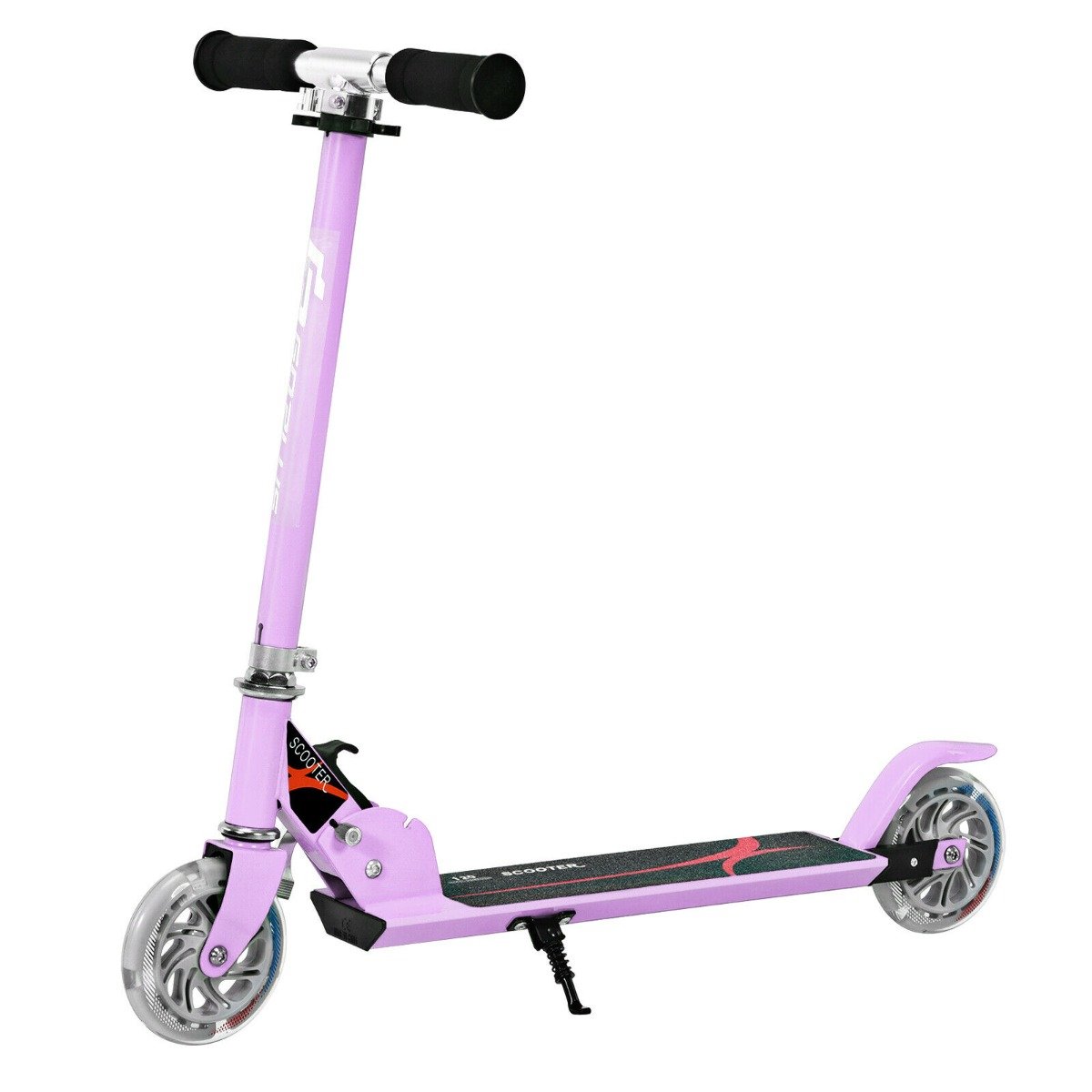 Kids Aluminum Folding Stunt Scooter with LED Wheels-Purple