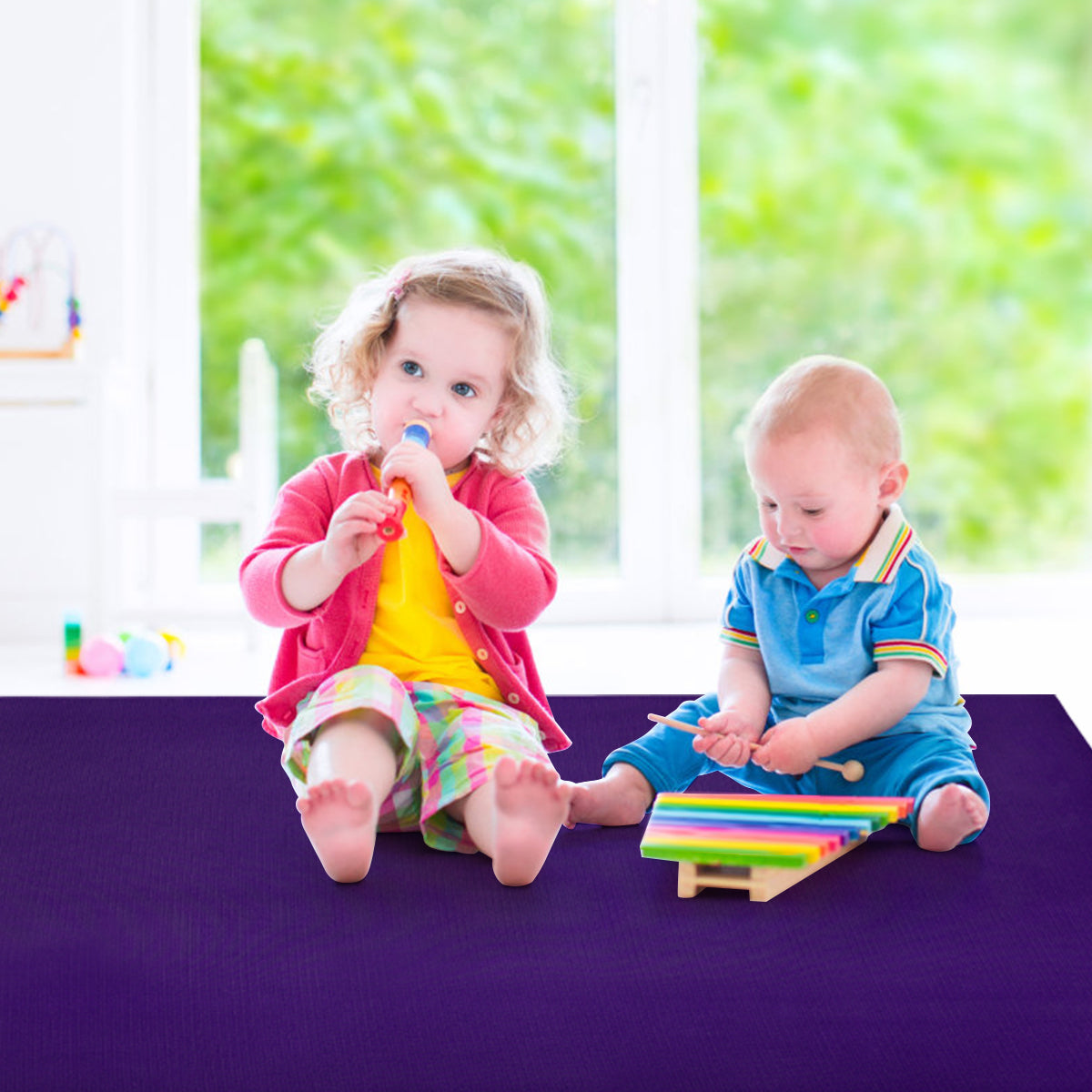 182 cm Thick Exercise Yoga Mat with Double-Sided Non-Slip Design-Purple