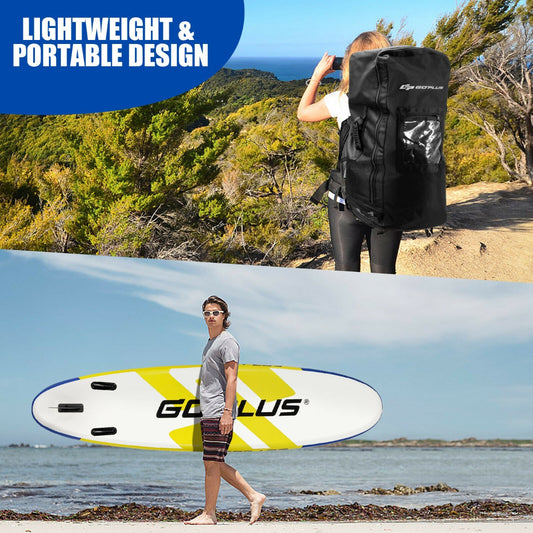 11FT Inflatable Stand Up Paddle Board with Hand Pump-Yellow & Blue