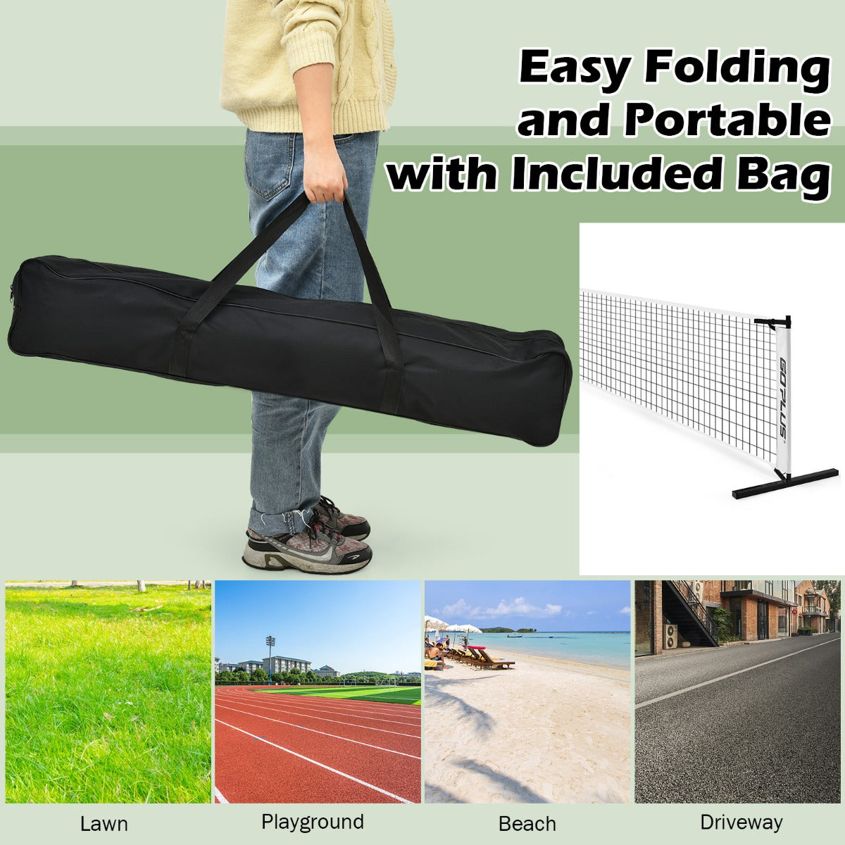 Offical Size Net System with Steel Pipes Strong and Carry Bag