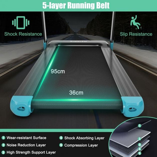 Folding Treadmill with APP Control and Bluetooth Speaker-Blue