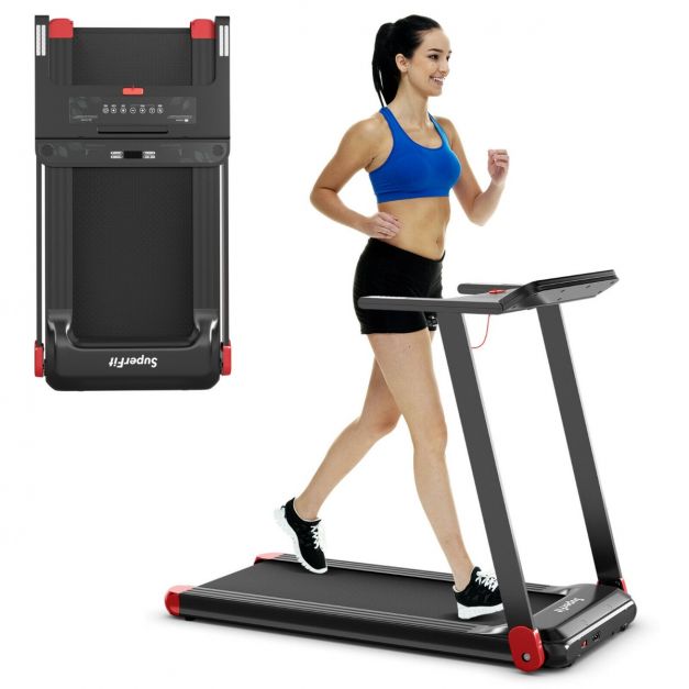 Folding Treadmill with APP Control and Bluetooth Speaker-Red