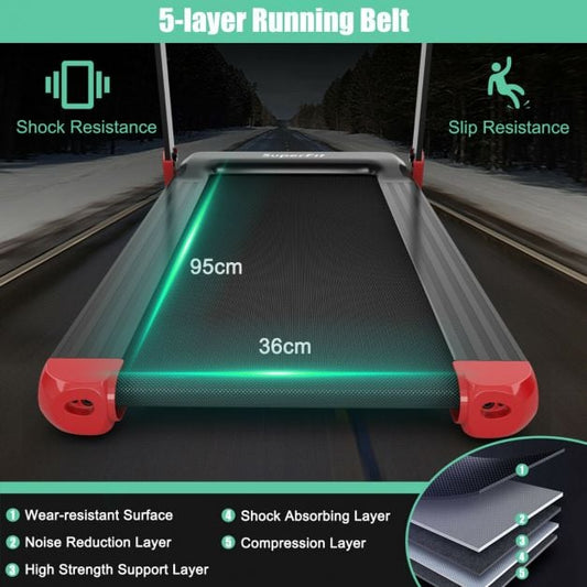 Folding Treadmill with APP Control and Bluetooth Speaker-Red