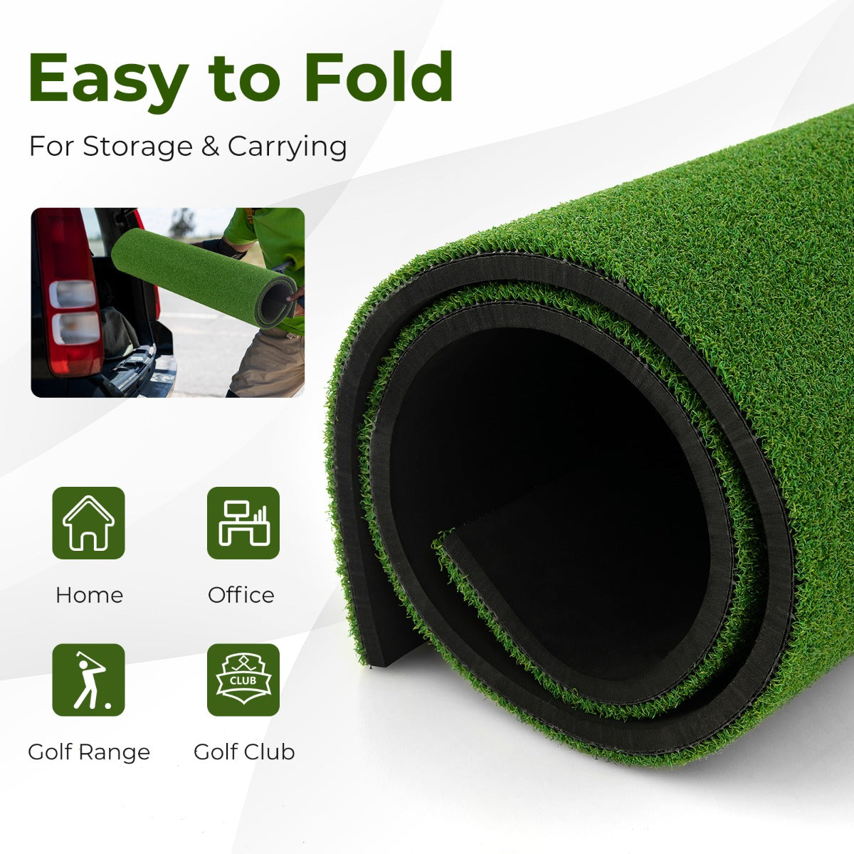 25 mm Golf Hitting Mat Includes 2 Rubber Tees and 2 Alignment Sticks