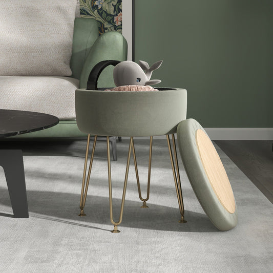 مسند قدم من HOMCOM بسعة 5 لتر وملمس مخملي - أخضر