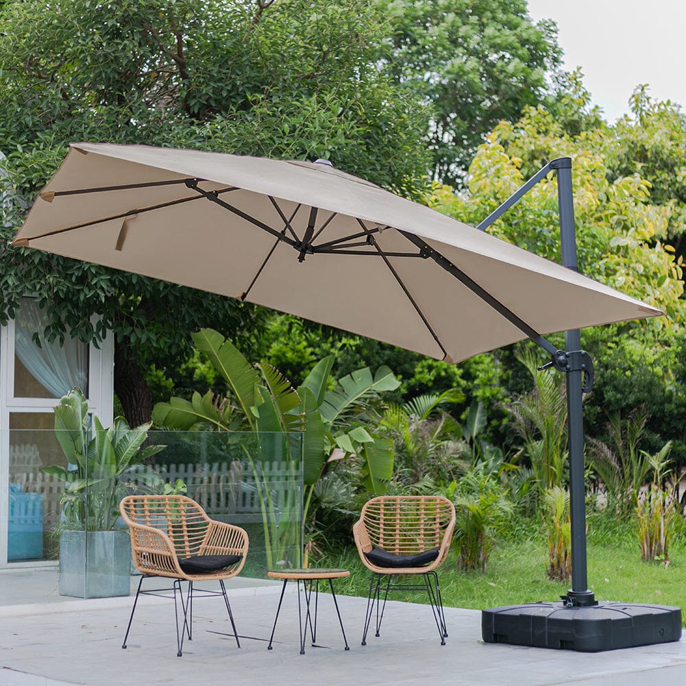 Jasnoszary 3 x 3 m kwadratowy parasol wspornikowy do ogrodu i na patio