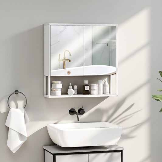 HOMCOM Bathroom Mirror Cabinet in White, image 2