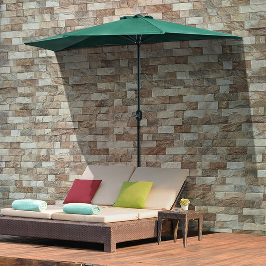 Outsunny 2.7m Garden Half Parasol in Green, image 2