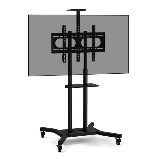 Mobile TV Stand Height Adjustable TV Cart with Lockable Wheels