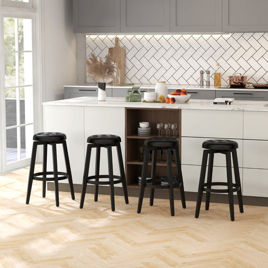 Swivel Bar Stool Set of 4 with Footrest Retro-Black