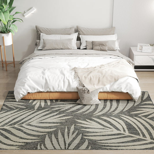 HOMCOM UV Resistant Indoor & Outdoor Area Rug, Easy-Cleaning Machine Washable Rug for Patio, Garden, Kitchen, Bathroom or Living Room, 230 x 160 cm, Grey
