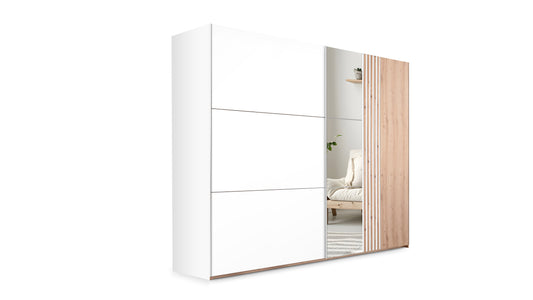 White Mirrored Sliding Door Wardrobe 250cm – KINGSLEY