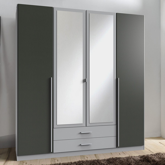 HUSAM 4 Door Wardrobe Grey 180cm