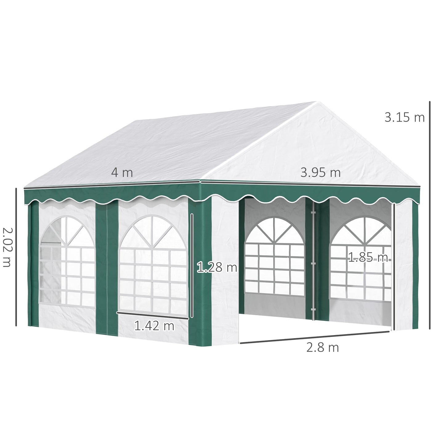 Outsunny 4m x 4m Marquee Gazebo with Sides, Level 6 Wind Protection & Waterproof, Emerald Green