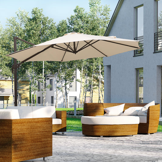 Outsunny 3M Banana Parasol in Beige, image 2