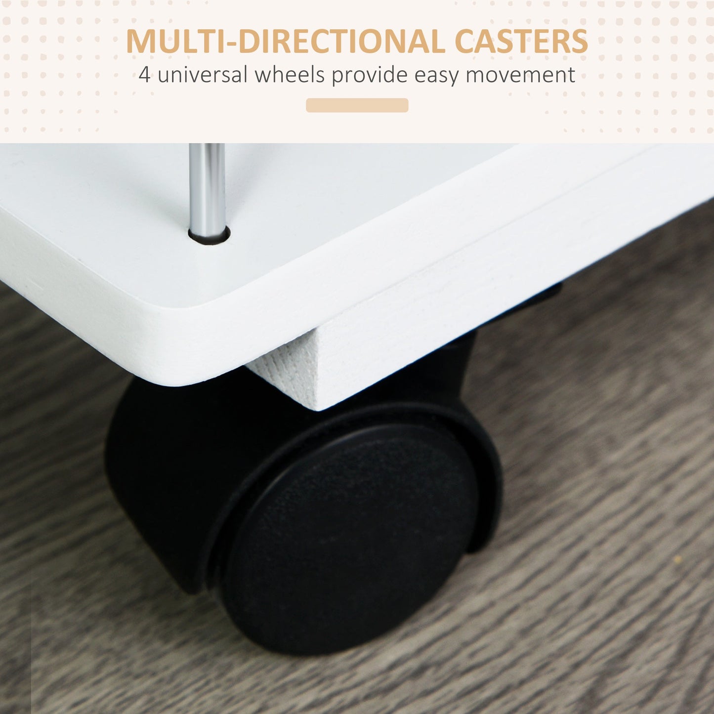 HOMCOM Rolling Kitchen Cart, Utility Storage Cart with 4 Basket Drawers & Side Racks, Wheels for Dining Room, Natural and White