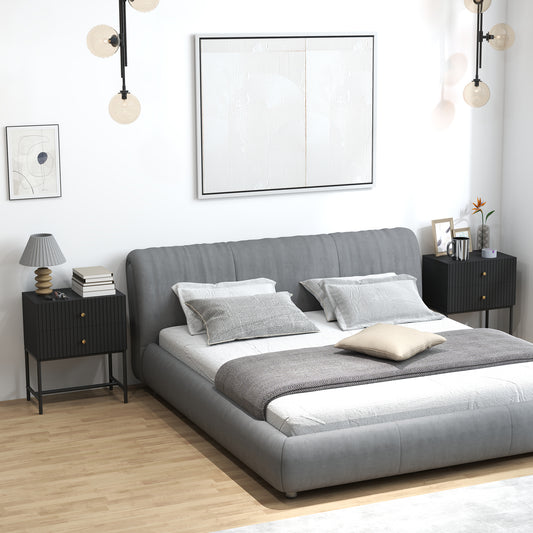 HOMCOM Elegant Two-Drawer Bedside Table Set of 2 - Black