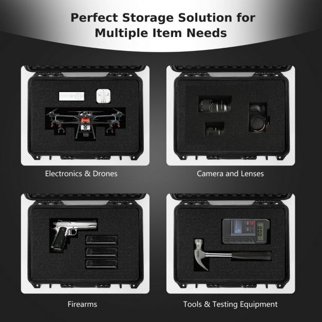 Portable Waterproof Hard Case with Customizable Foam Inser for Electronics