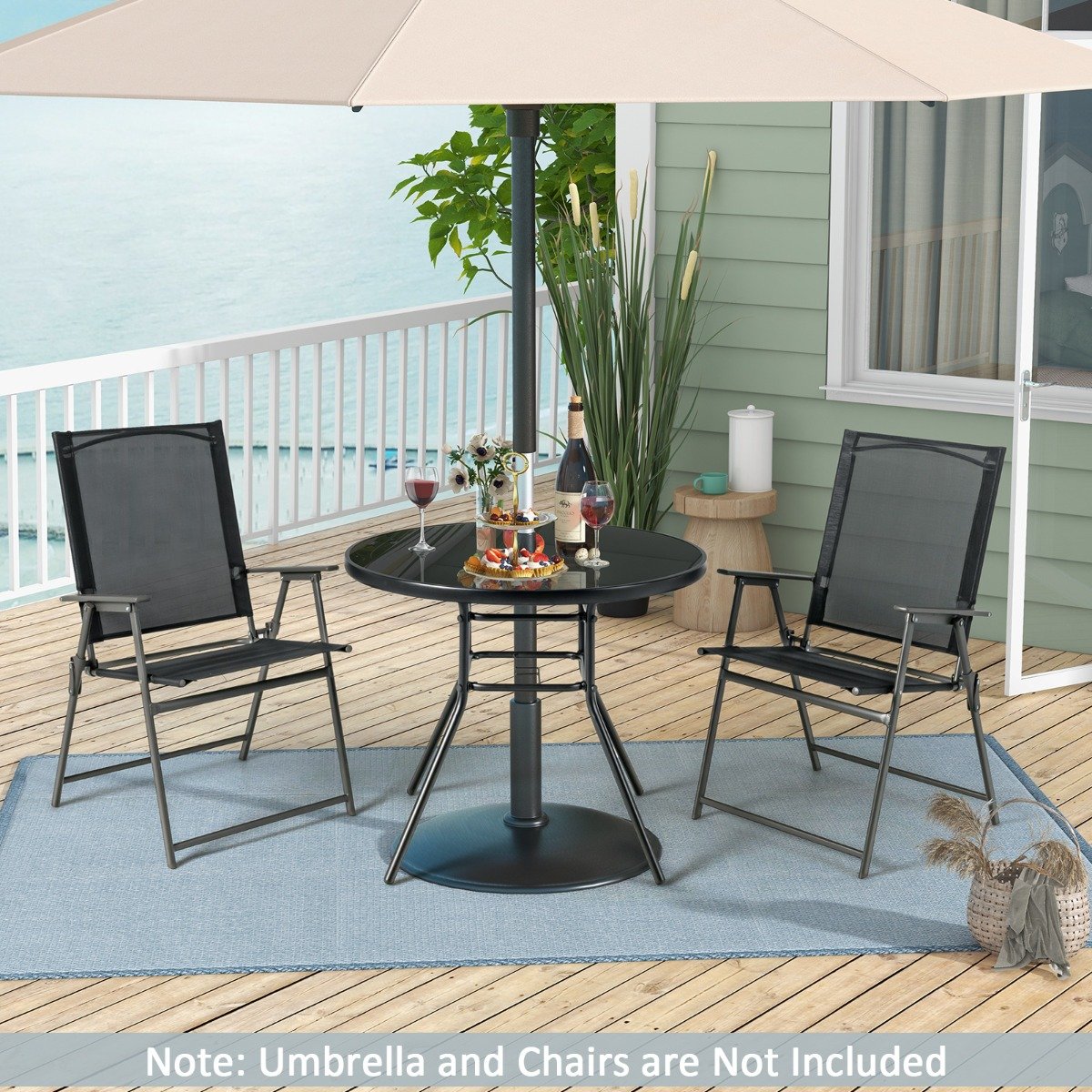 86 cm Patio Dining Table with 3.5 cm Umbrella Hole