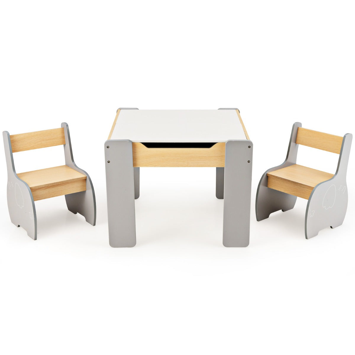 4-in-1 Wooden Kids Activity Table and Chair Set for Drawing & Studying