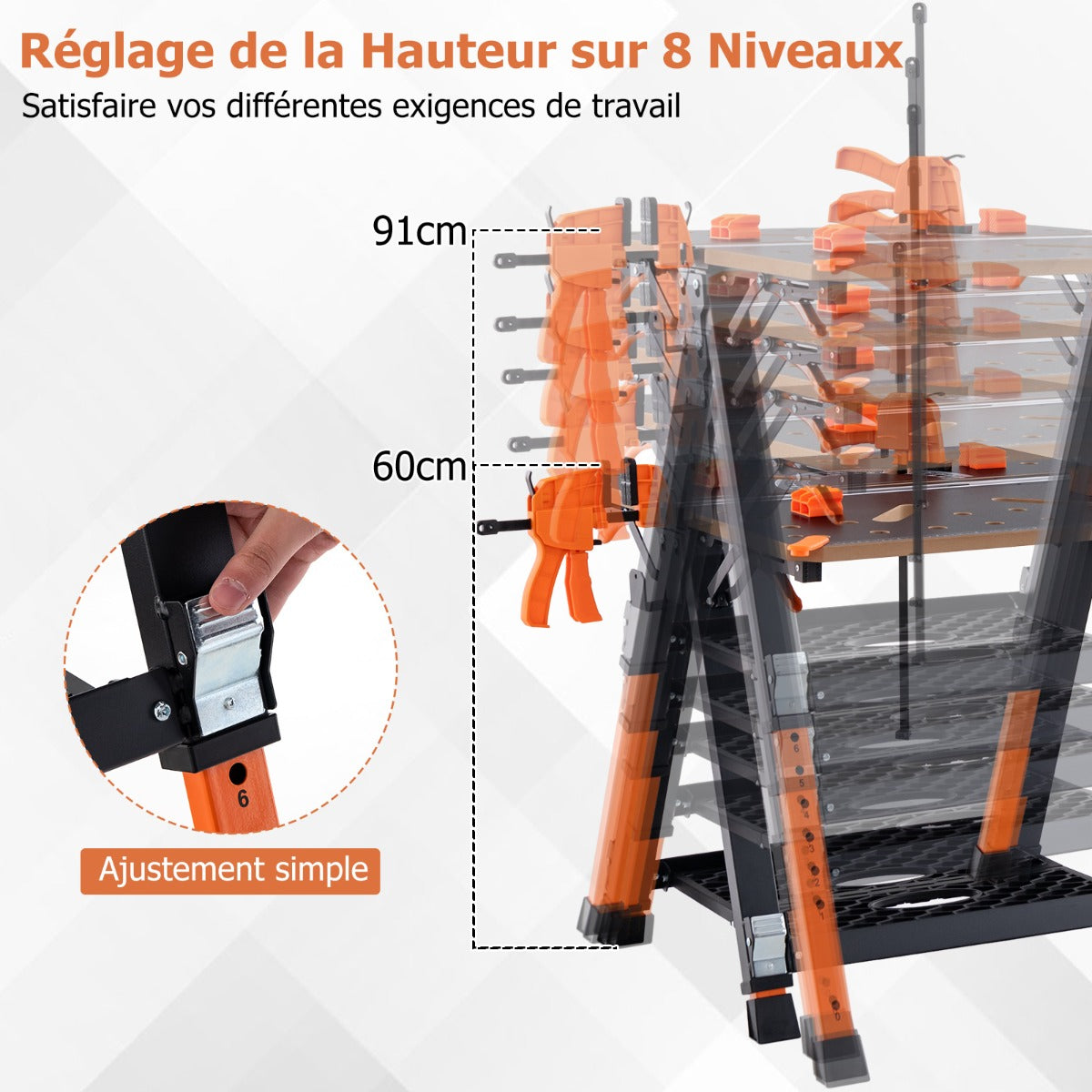 2-in-1 Folding Work Table and Sawhorse with 454 kg Max Load