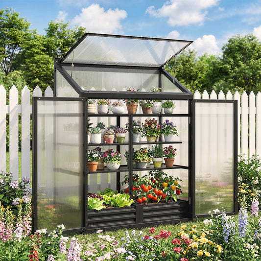 Outsunny Polycarbonate Greenhouse in Black, image 2