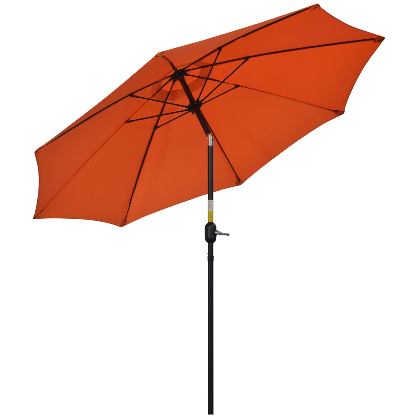 Outsunny 2.6M Parasol tarasowy, parasol przeciwsłoneczny, baldachim z korbą, 8 żeber, aluminiowa rama, pomarańczowy
