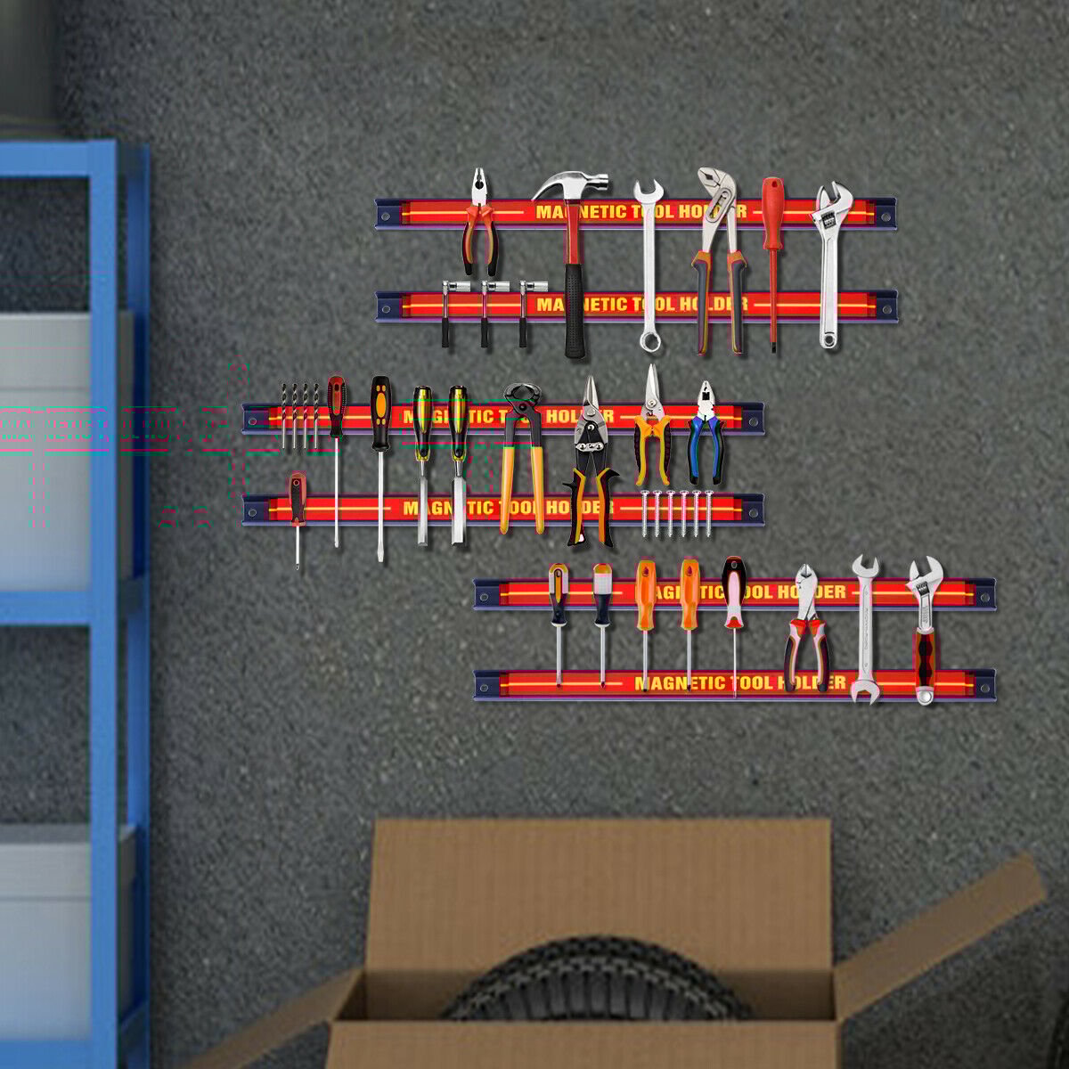Set of 6 Magnetic Tool Strip Holder with Mounting Screws