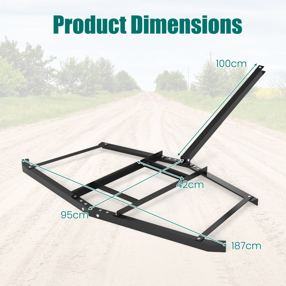 Tow Behind Landscape Leveling Rake with Reinforced Bars-Black