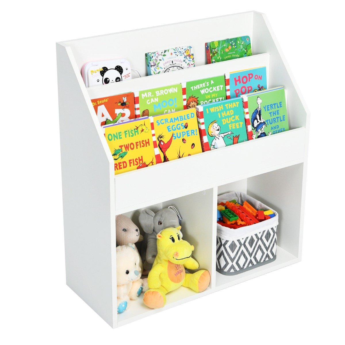 Toy Storage Cabinet Organizer with Open Shelves for Classroom Home-White