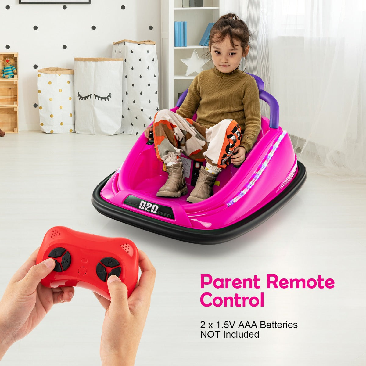 Electric Bumper Car with Remote Control-Pink
