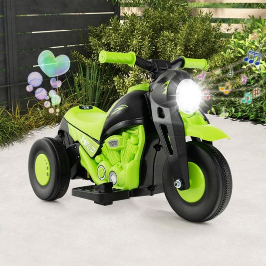 6V Electric Kid Ride on Motorcycle with Bubble Maker-Green