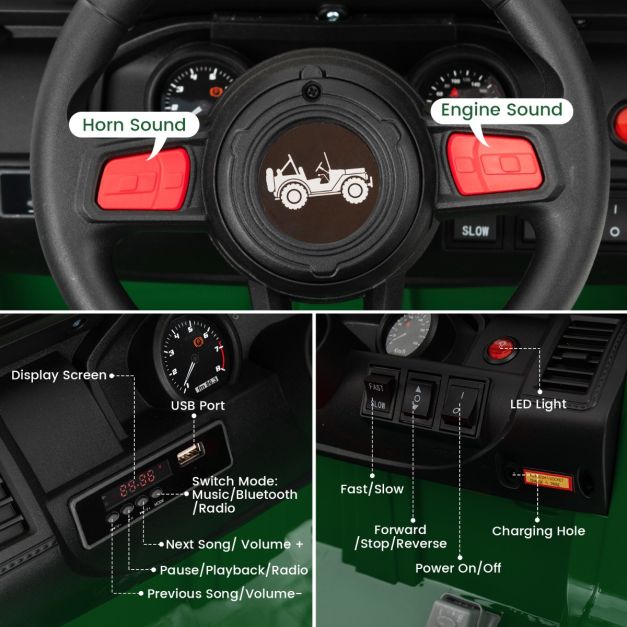 2-Seater Ride-on Car with Parent Remote Control-Green