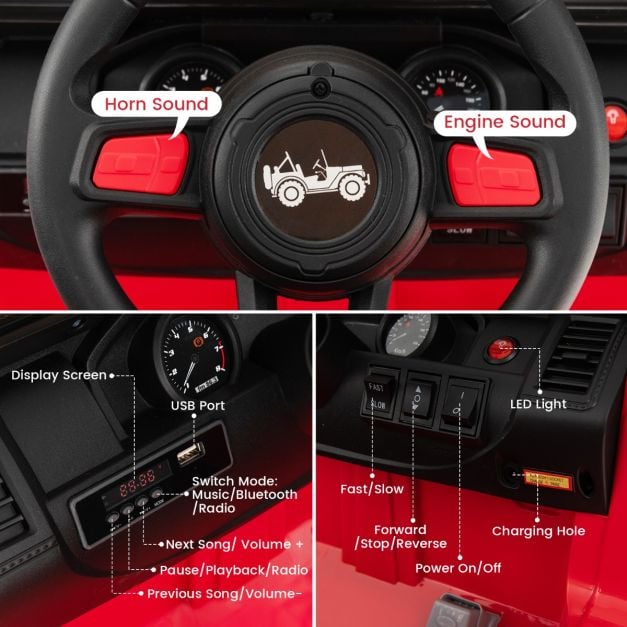 2-Seater Ride-on Car with Parent Remote Control-Red