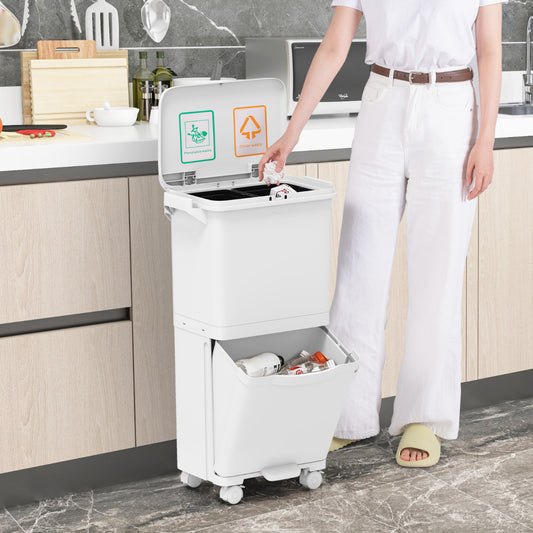 Trash Can with 2 Removable Bins and Tilting Compartment