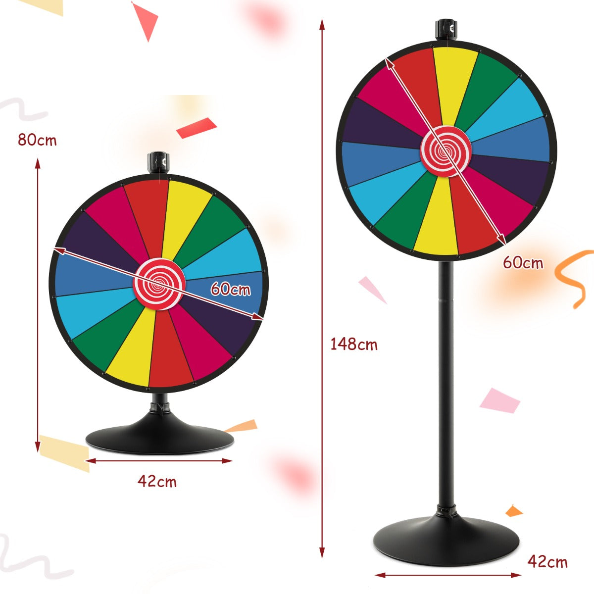 60 cm Spinning Prize Wheel Dual Use with Stand