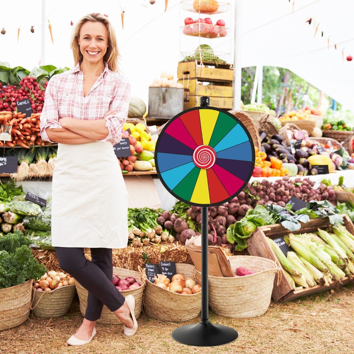 60 cm Spinning Prize Wheel Dual Use with Stand