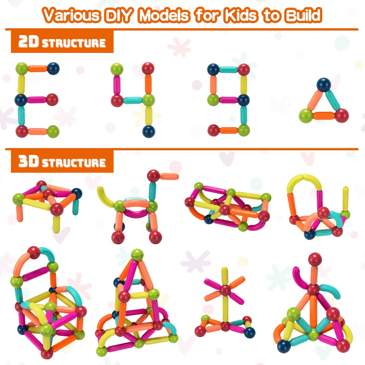 88 Pieces Stacking Balls and Rods Set for Kids Over 3