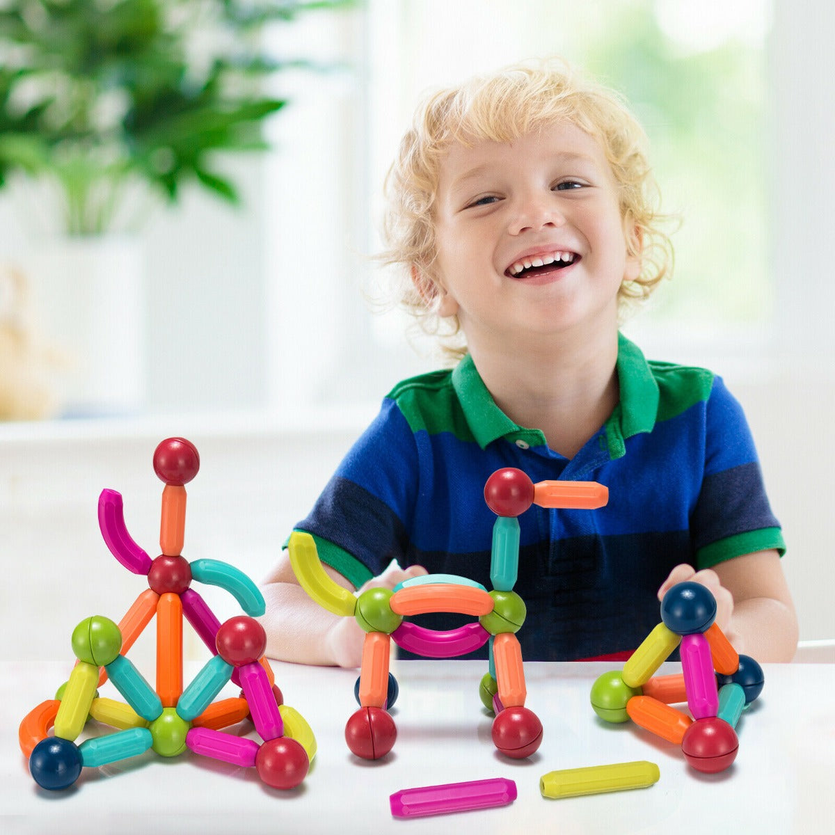 88 Pieces Stacking Balls and Rods Set for Kids Over 3