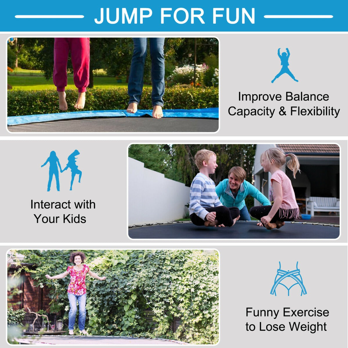 8/10/12FT Replacement Trampoline Mat with Metal V-Hooks-12FT