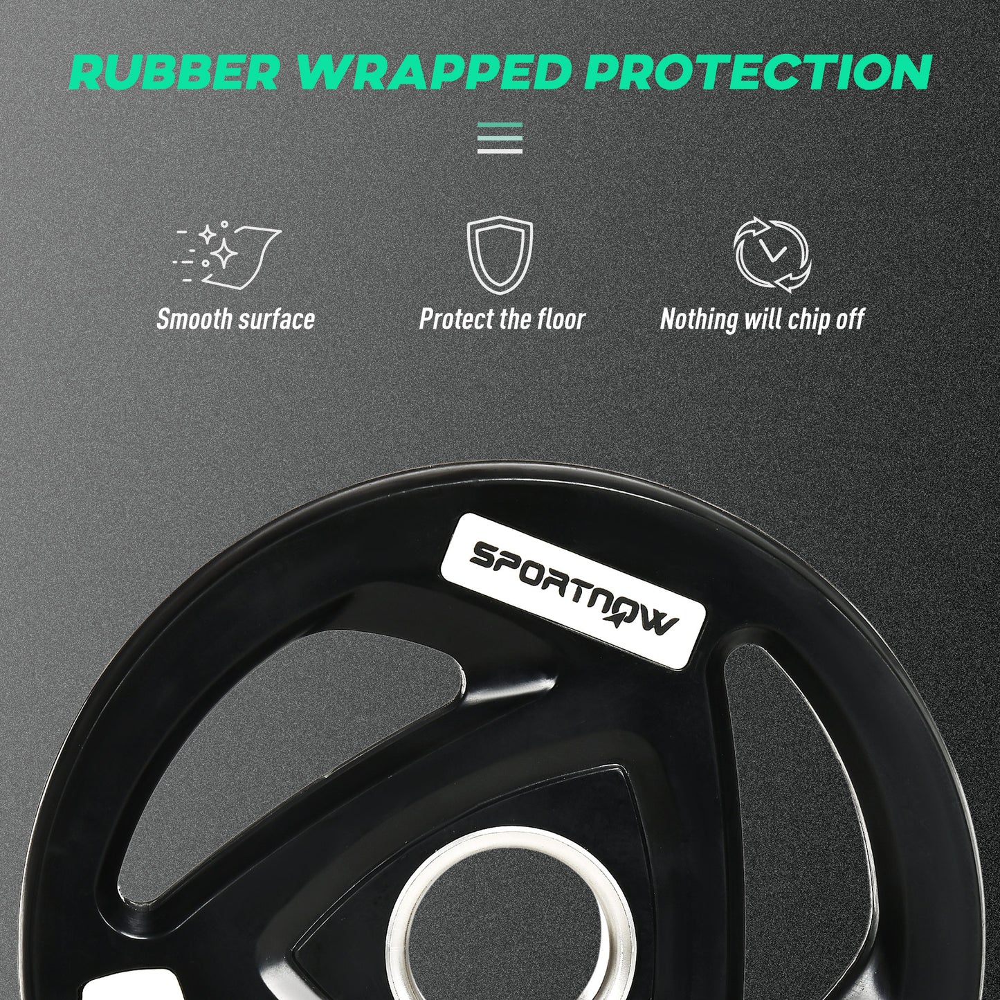 SPORTNOW 2 x 5 kg ciężarki, zestaw sztangi z uchwytem Tri-Grip powlekanej gumą z otworami 2" 5 cm, do domu, na siłownię, do podnoszenia ciężarów i treningu siłowego
